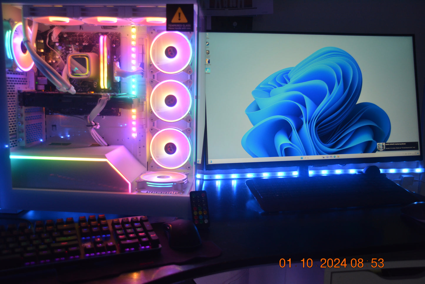 Asus, Amd Ryzen 9 9900x DDR 5 RTX 4090 SUPER 24 GB ram M.2 NV 5.0 4000, 3,7 turbo 5,7 Ghz, 128 GB 6000 MHZ RGB ram, M.2 NV2 PCIe 5.0 NVMe 4000 + 8000 GB Sata harddisk